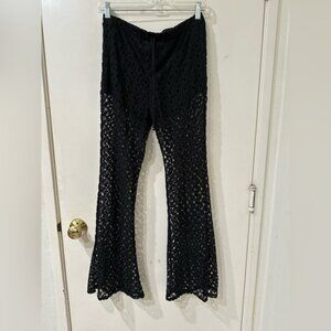 Derek Heart Black Crocheted Lace Flare Pants